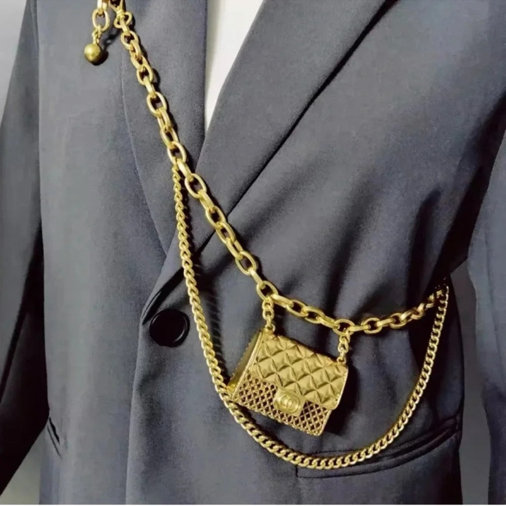 New! Gold Chain Belt with Mini Bag